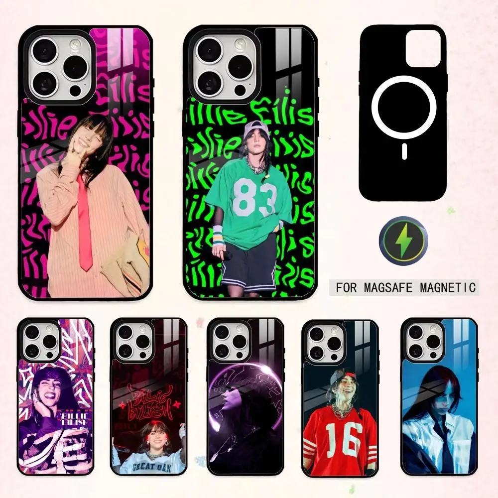 

B-Billie B-BLUE E-Eilish singer Phone Case For iPhone17,16,15,14,13,12,11 Plus,Pro Max Magnetic For Magsafe Wireless Charging