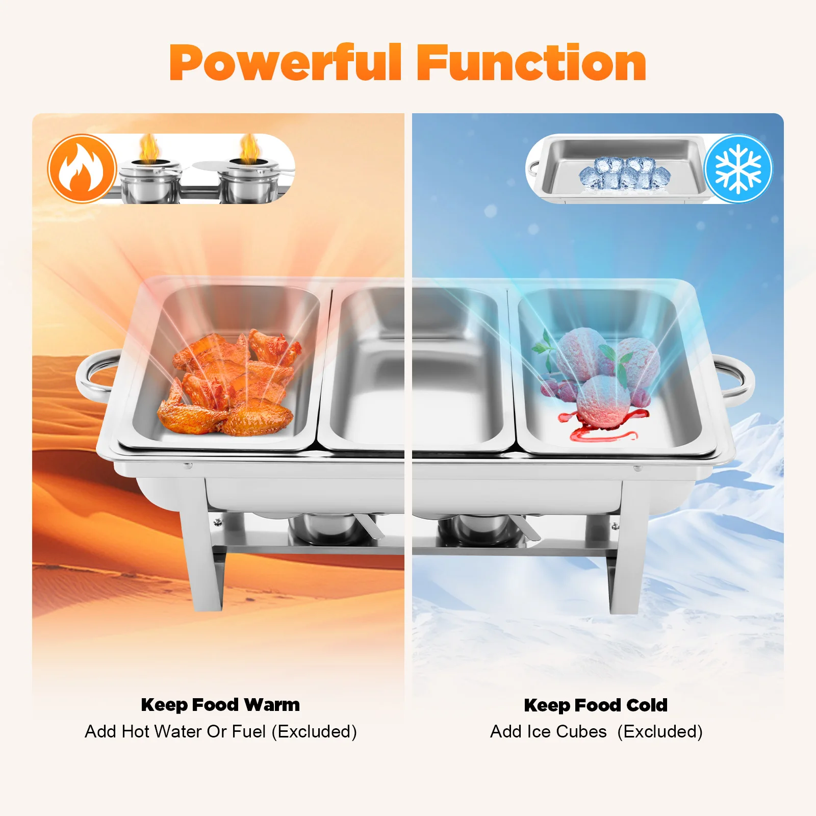 Professional Food Warmer, Stainless Steel Heated Bowl, Warming Container Food Set, Food Warmer, Heated Bowl for Catering, Buffets and Parties - view 7