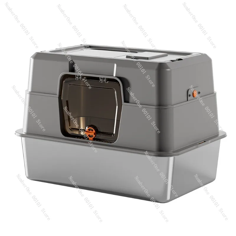 Modern Stainless Steel Cat Litter Box Extra Large Detachable Fully Enclosed Deodorizing Cat Toilet Anti Splash High Sided