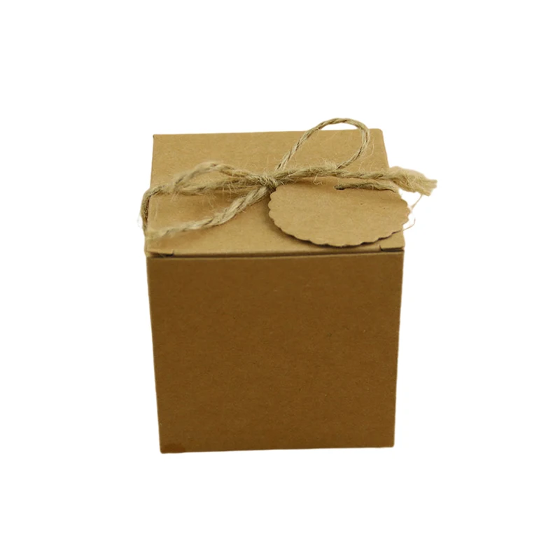 20/50pcs Kraft Paper Square Folding Candy Box Cardboard Favo