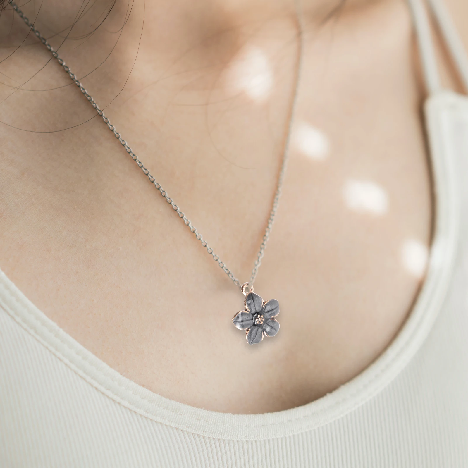 

50 Pcs Cherry Blossom Pendant Necklace Decorative Flower Charms Multicolor Alloy Lightweight Accessories Black DIY Jewelry