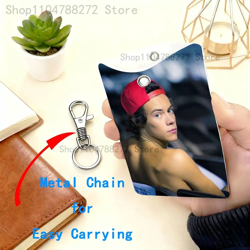 H-HaRRy Music S-Styles Premium PU Leather Card Holder Card Case with Metal Carabiner,Customizable Design for Daily Use