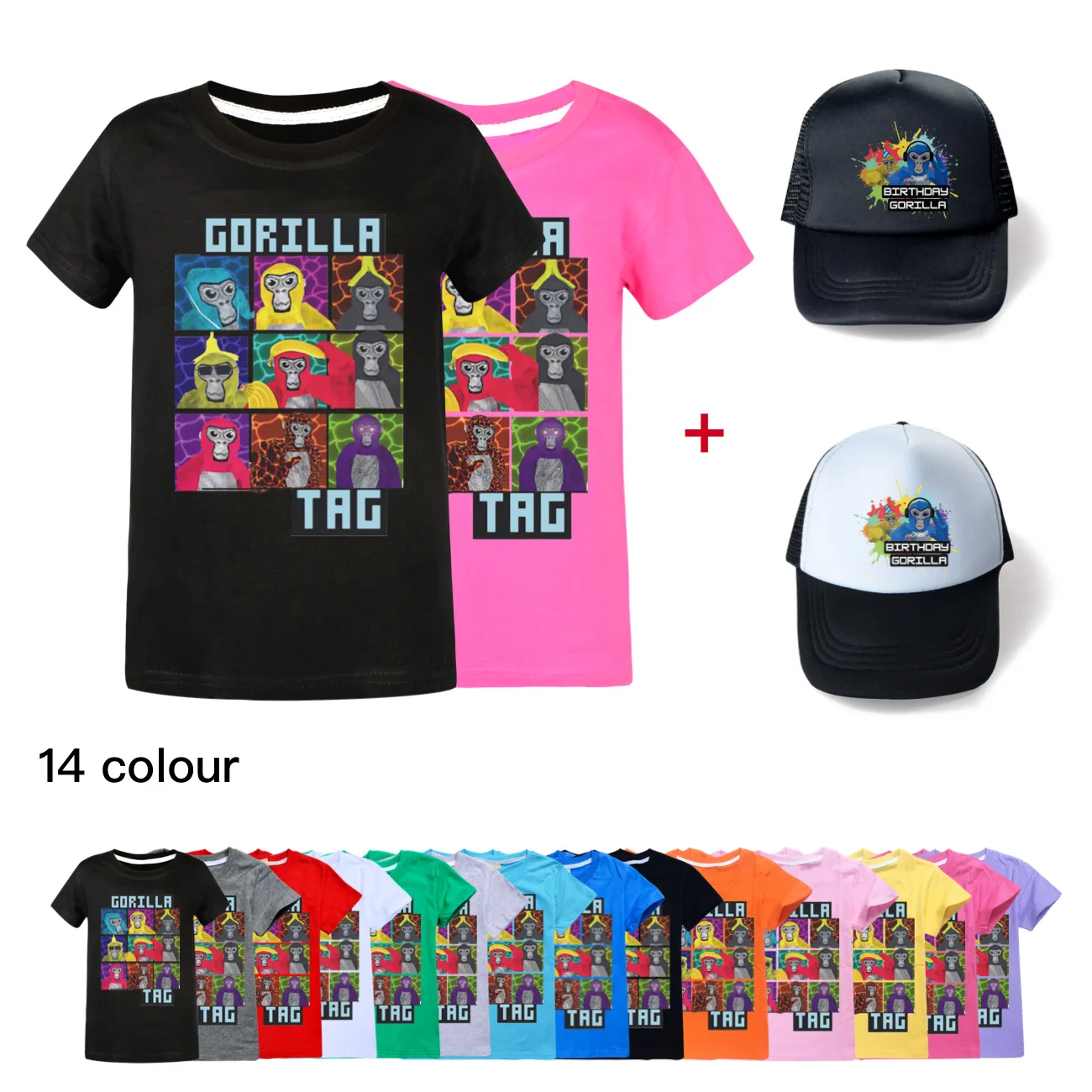 Gorilla Monkey Tag VR Game T Shirt Kids Summer Short Sleeve Tops Boys Cotton Casual T-Shirt Girls Graphic Tee Children Clothing