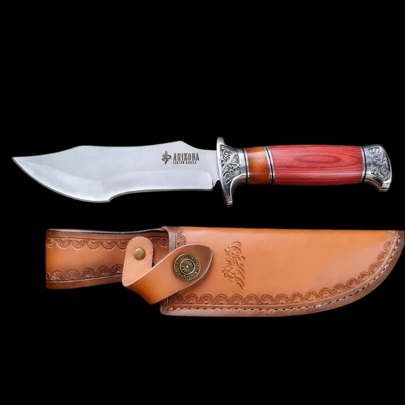 

Outdoor Wilderness Survival Knife 7cr13mov Blade Wood Handles Pocket Knife Camping Edc Tools Portable Meat Fruits Knives