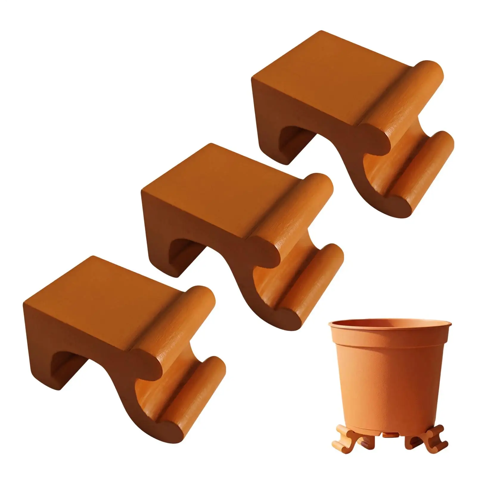 3-Piece Resin Planter Feet Garden Plant Flower Pot Foot Stand Flowerpot Foot Pad Plant Potted Holder Garden Plant Pot Base Tray