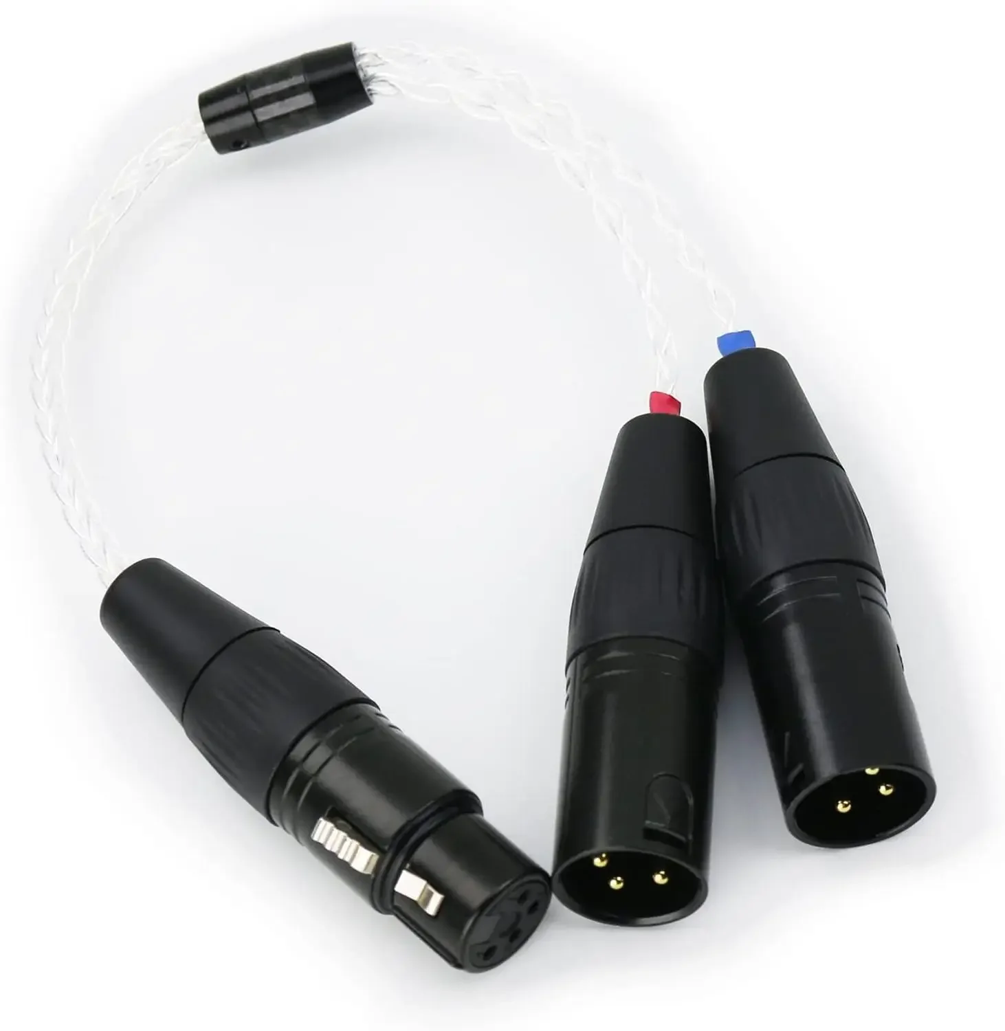 High Quality 8 Cores 7N OCC Silver Plated 4-pin XLR Female to 2x 3-pin XLR Male Balanced cable Headphone Audio Adapter