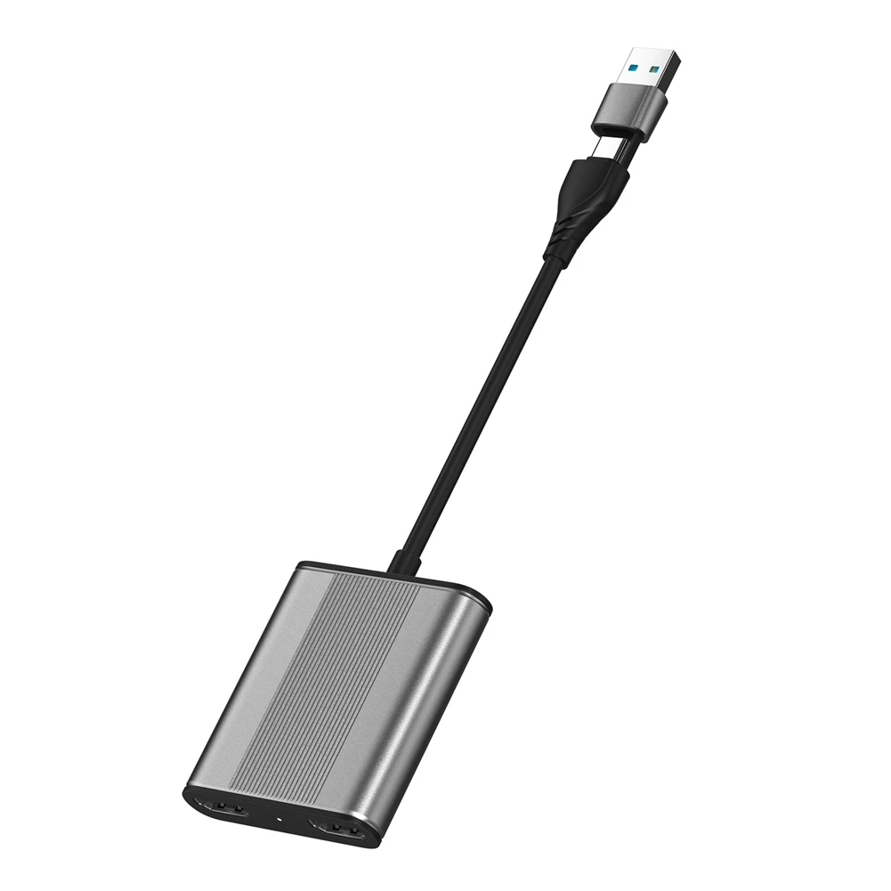 (ABDH) 4-in-1 Type-C Docking Station to Dual HDMI-Compatible + USB 3.0 PD Adapter Cable C HUB Converter Screen Mirroring Device