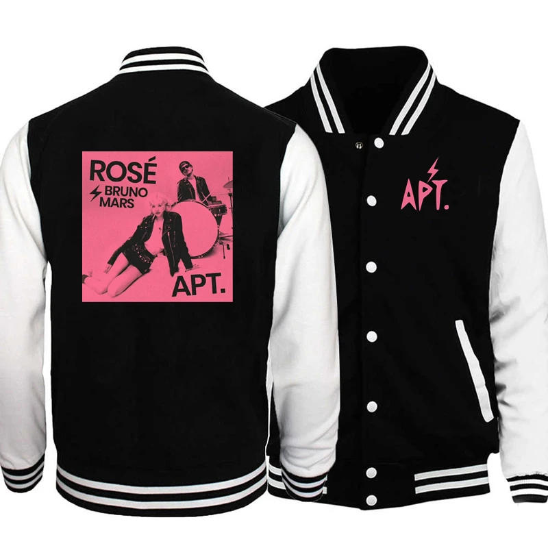 ROSÉ & Bruno Mars Print APT Baseball Jacket Men Clothing Women Streetwear Fleece Bomber Jackets for Kids Winter Coats