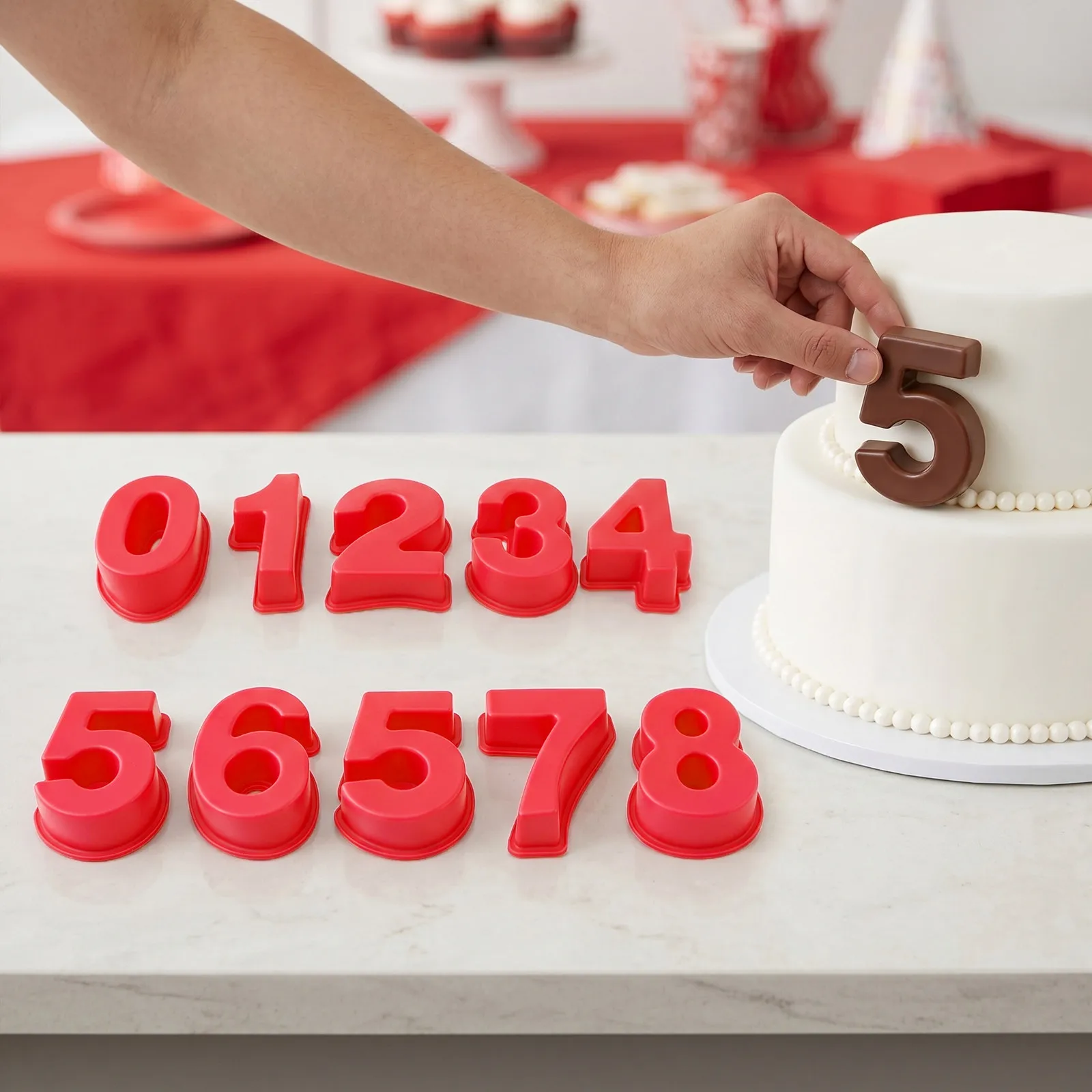 18Pcs Food Grade Silicone Number Molds for Cake Fondant Mini Baking Molds for Birthday Mousse Dessert Decoration