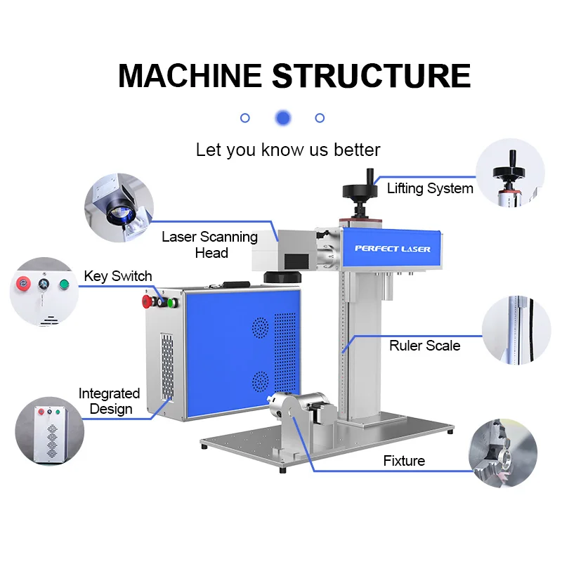 100w 50W 20W Rotary IPG/RAYCUS/MAX Jewelry Rings Necklace Gover sliver Copper Tungsten Fiber Laser Engraving Marking Machine