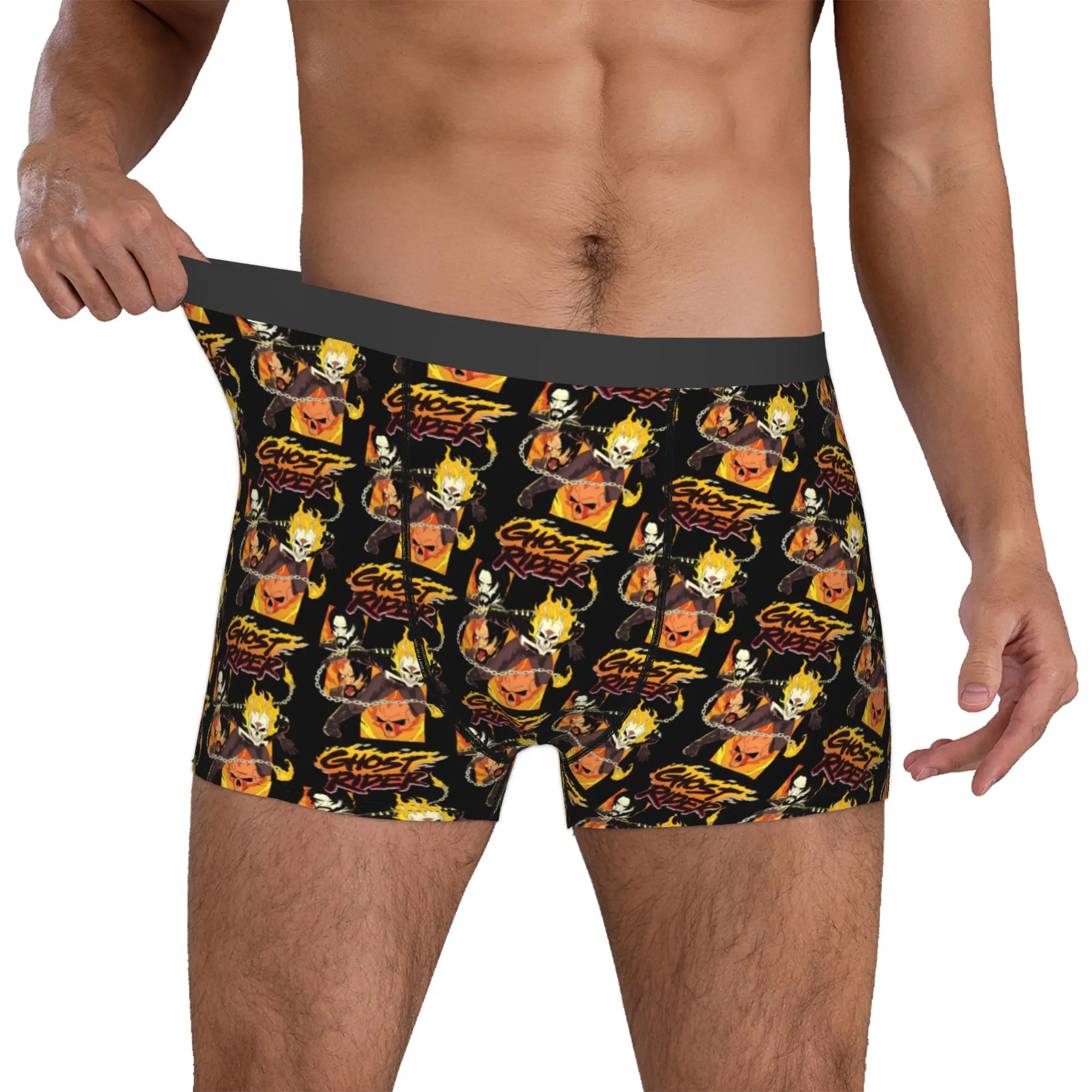 

Custom Ghosts Anime Riders Boxer Shorts For Homme 3D Print Fire Skeleton Underwear Panties Briefs Soft Underpants