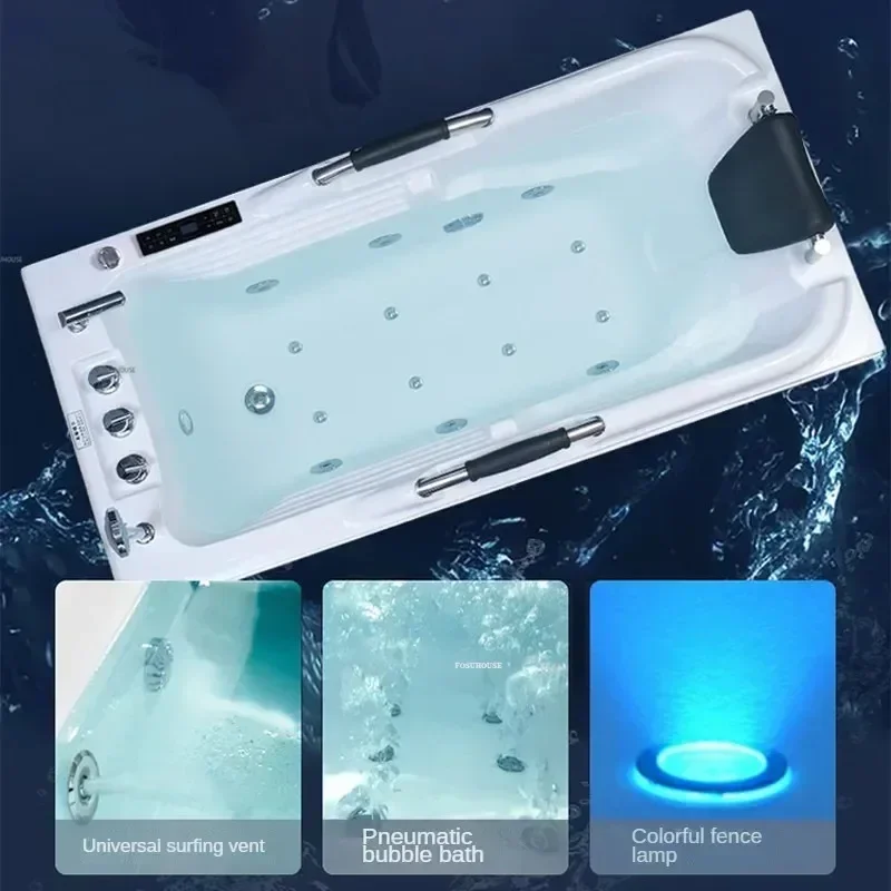 Apartamento baño hogar Surf Jacuzzi bañera de masaje de lujo ligera diseño acrílico bañera para adultos con barras de agarre