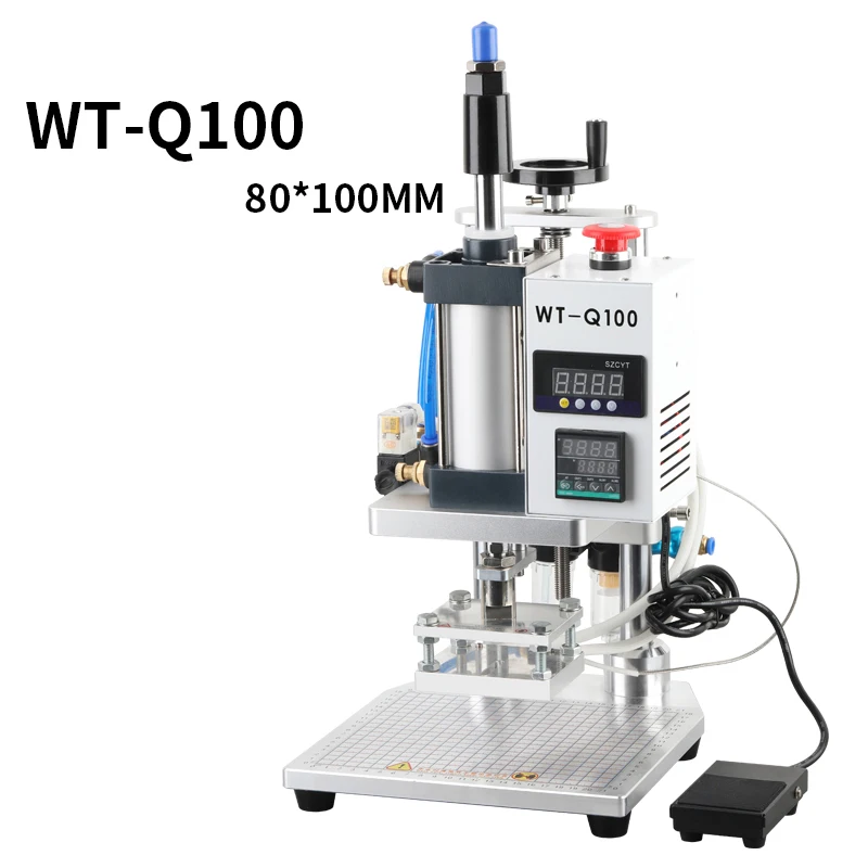WT-Q100/WT-QS100 Pneumatische Foliedruk Machine Desktop Leer Stempelen Hete Pers Embossers Warmte Persmachine 220 V/110 V