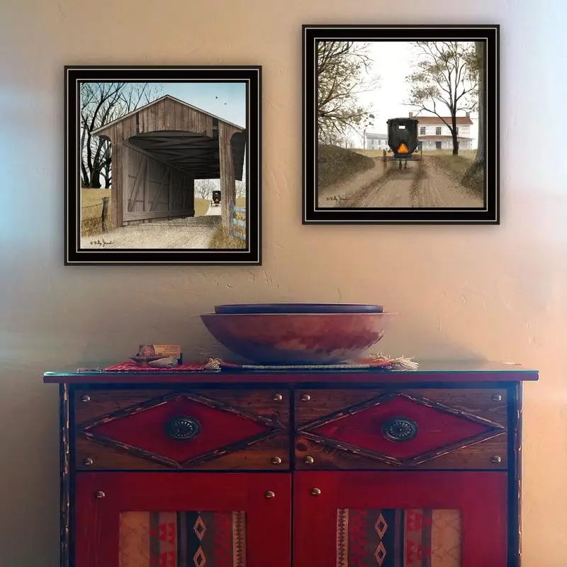 طباعة فنية جدارية منزلية من قطعتين من Vignette بإطار أسود لديكور غرفة المعيشة وغرفة النوم من بيلي جاكوبس #3