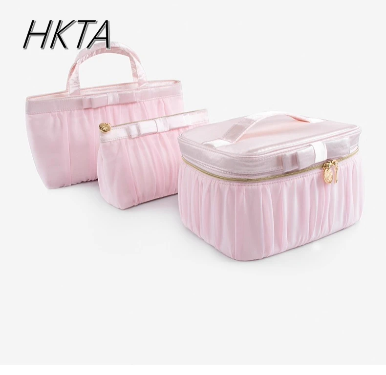 Estilo japonês rosa sacos de cosméticos mina armazenamento portátil grande capacidade portátil multifuncional balde viagem compõem saco feminino