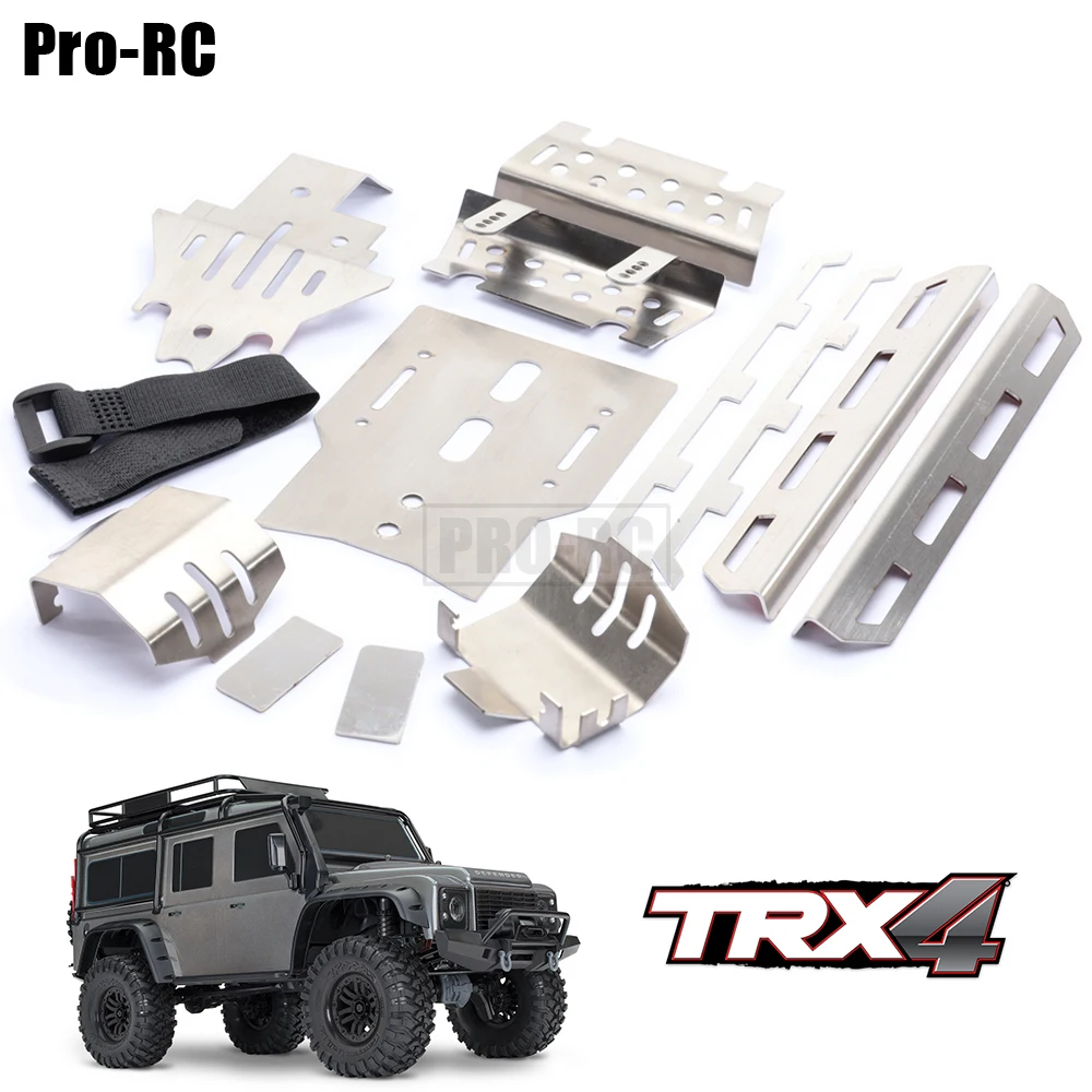 Stainless Steel Mirror Axle AxleBumper Rear Battery Board Up & Down Foot Bottom Guard Skid Plate for RC Car 1/10 Traxxas TRX4