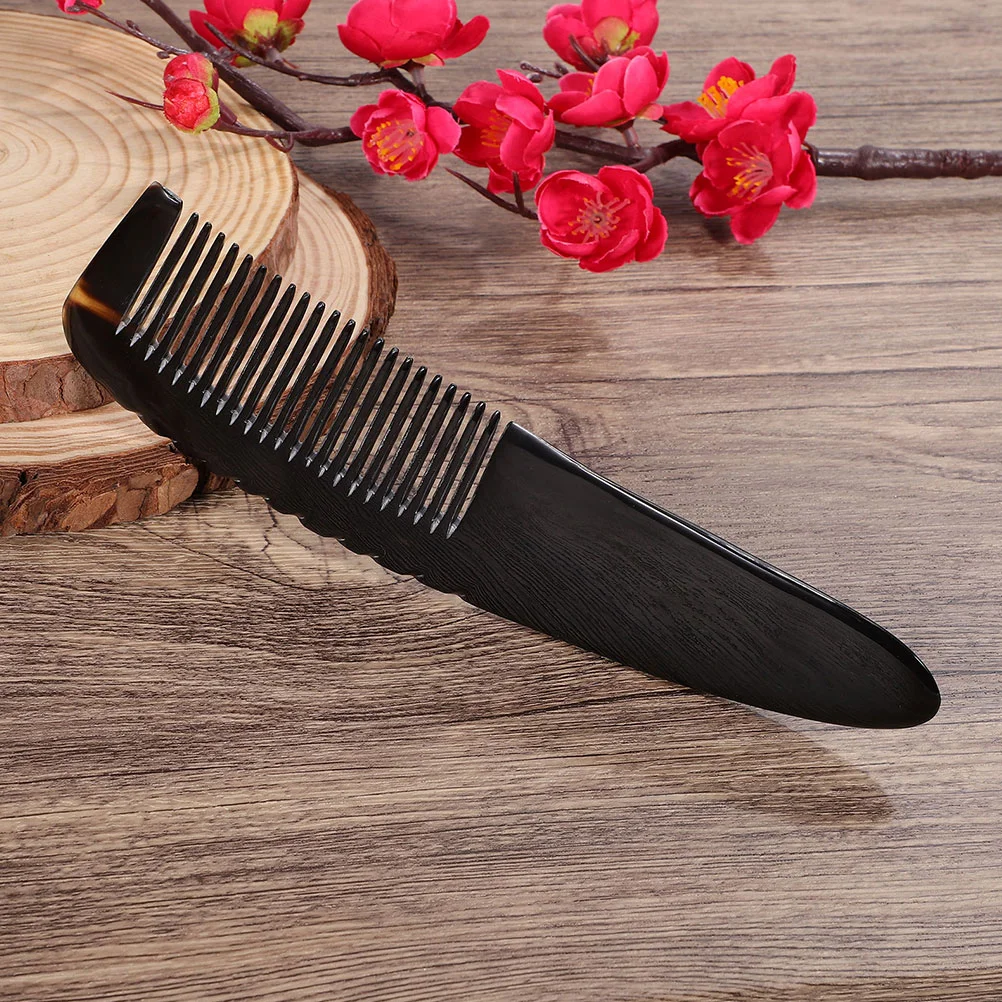 Horn Comb Buffalo Mustache Brush Ox Straightener Scalp Massage Pocket Cow Hair Parting Natural Stylist