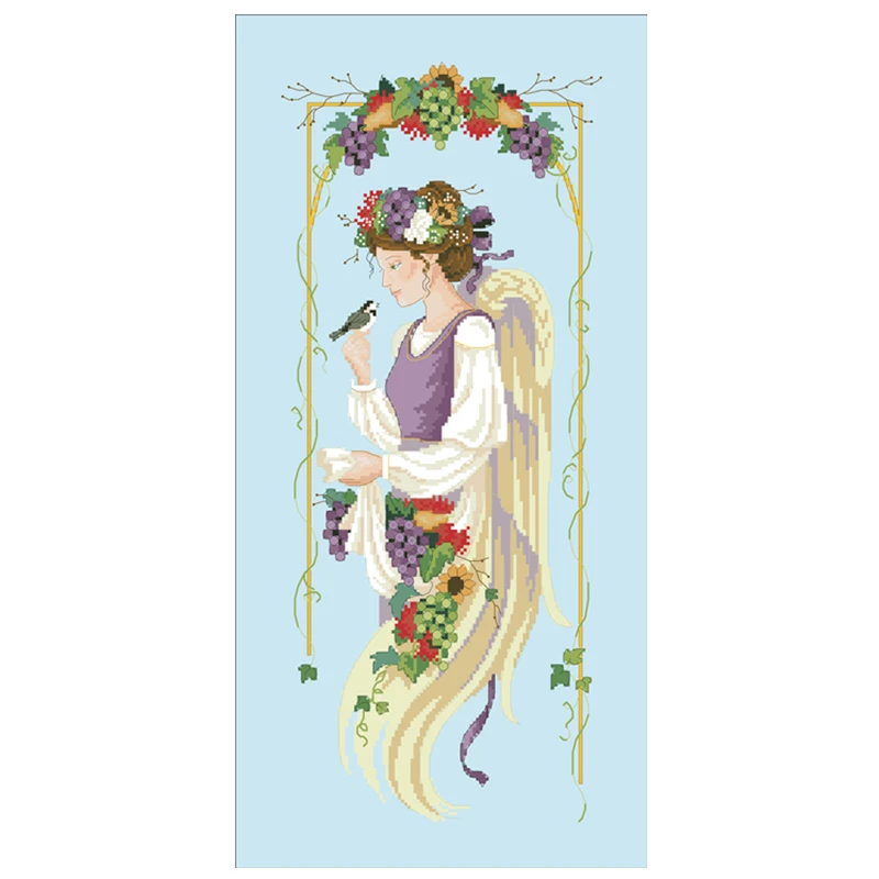 Angel of bounty cross embroidery kit fairy pattern design 18ct 14ct 11ct skyblue canvas Cross-stitch DIY needlework