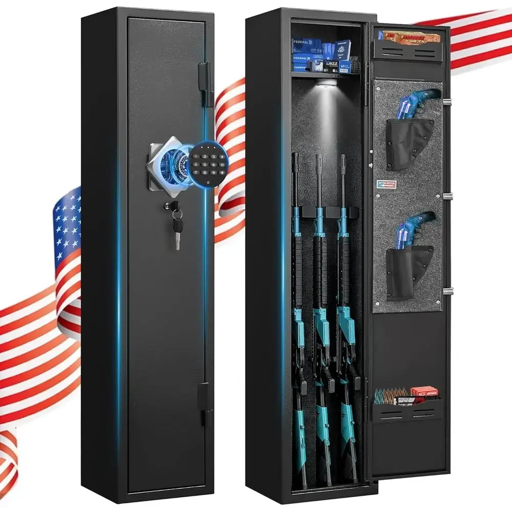 36-48 Tall Rifle Safes, Quick Access Gun Cabinets, Removable Shelf Option, Theft-Proof Security