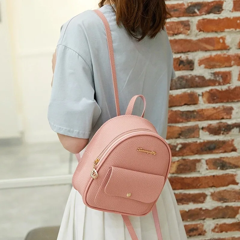 Mini PU Ladies Leather Backpack Mini Backpack Women Multifunctional Shoulder Bag Messenger Bag Ladies Mobile Phone Powder Bag