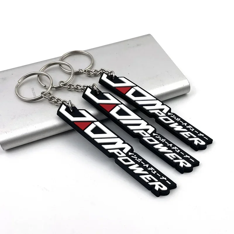 JDM POWER Keyring Tags JDM OSAKA KANJO Japanese Style Keytags 3D Rubber Soft Keychain Auto Car Keychain Key Ring Car Accessories