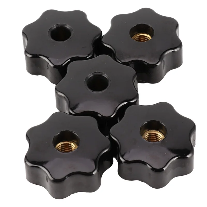 5Pcs Female Thread Clamping Knob Industrial Equipment 7 Star Through Hole Nuts CM12x50