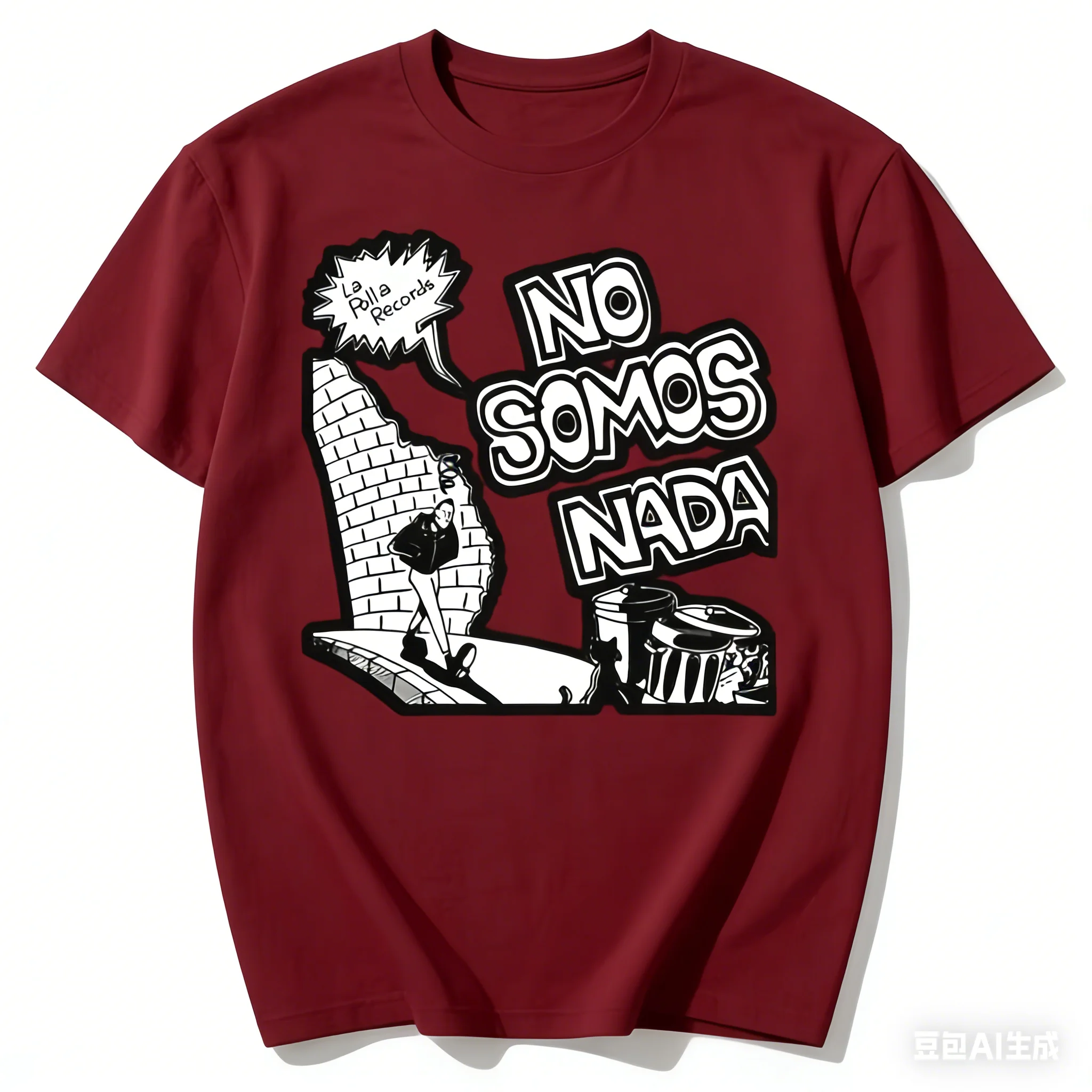 Men'S Black Punk Rock Graphic Tee La Polla Records Spanish Protest Message Striking NO SOMOS NAADA Design