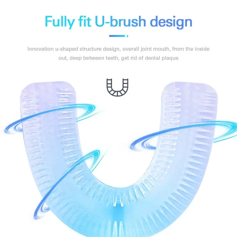 Brosse à dents électrique sonique en Silicone en forme de U, nettoyage de la bouche à 360 degrés, brosse à dents automatique, lumière bleue froide