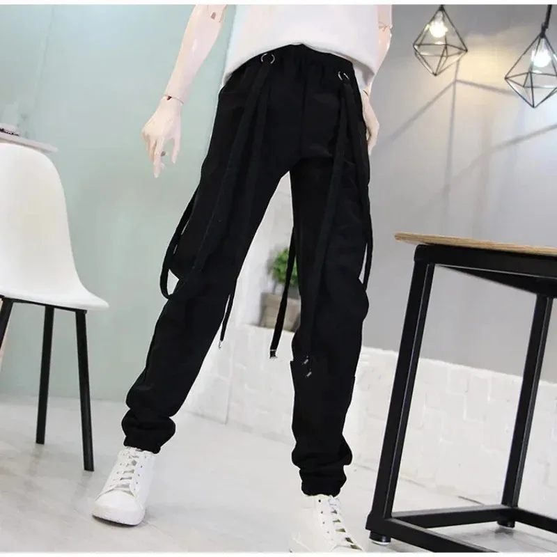 

BJD doll clothes suits 1/3 1/4 Uncle Size black men casual pants with two pockets strapped feet pants and pants doll accessories