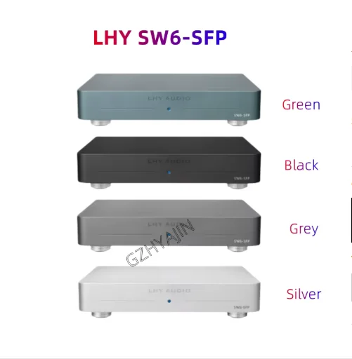 Lhy SW6สัญญาณเสียง SFP 6-Port สวิตช์อีเทอร์เน็ตสัญญาณเสียง HIFI เราเตอร์อินเตอร์เน็ต DC ที่ขับเคลื่อนด้วย SC-Cut ocxo