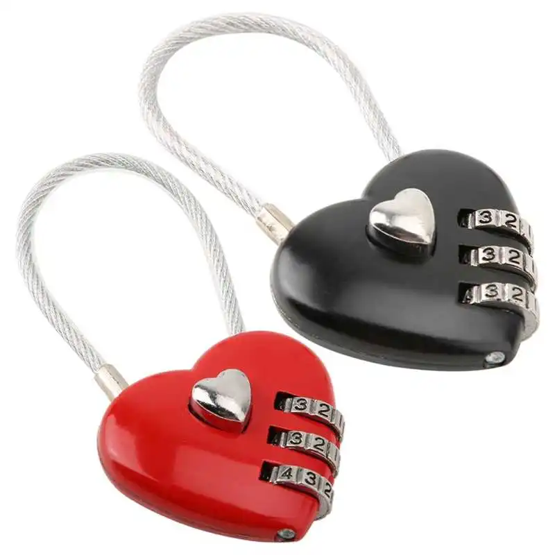 Candado de seguridad con forma de corazón, combinación de código de 3 dígitos, candado para bolsa de equipaje, contraseña, pareja, nuevo