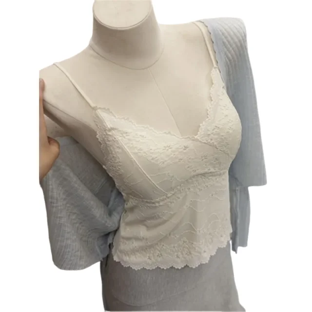 

KUCLUT Neck Padded Camisole Pure Gentle Sleeveless Tank Top Soft Elegant Spring Daily Casual Inner Layering Base Top 32-38