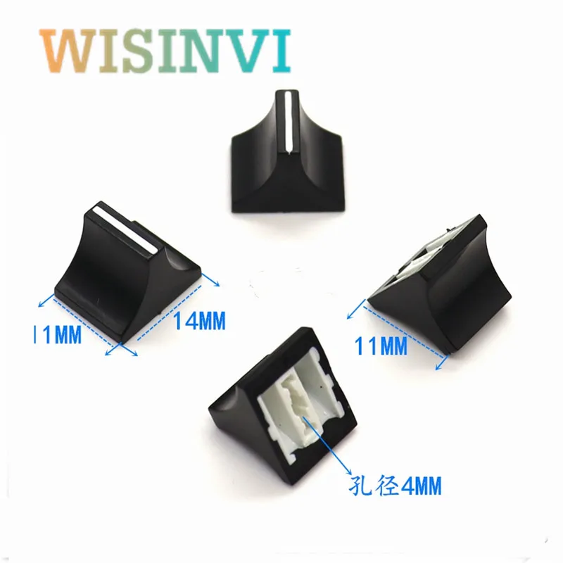 10PCS 14×11×11MM Red and White Straight Slide Potentiometer Mixer Push Rod Cap Plastic Console Volume Hat Inner Hole 4MM
