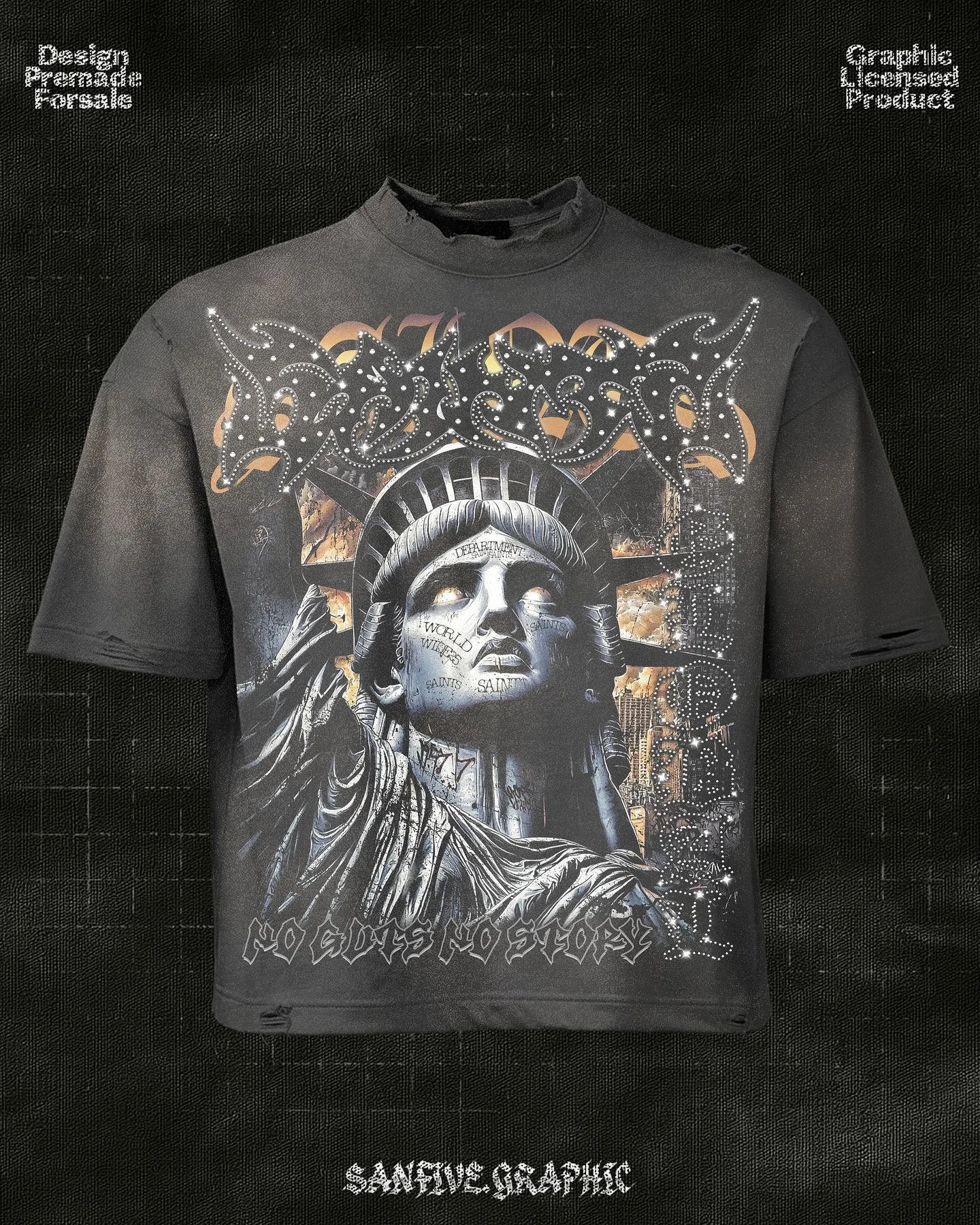 

Premium Statue of Liberty graphic t shirts oversized 2000s streetwear short sleeve y2k tops harajuku gothic t shirt men clothing