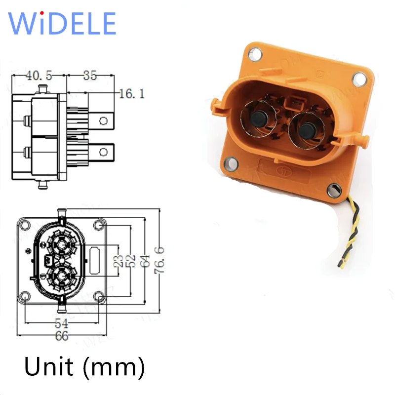 1Pair 125/150/200A DC 1500V HV High Voltage Connector 2P Right  Angle or bend Plugs Terminal Connector High Power Connector