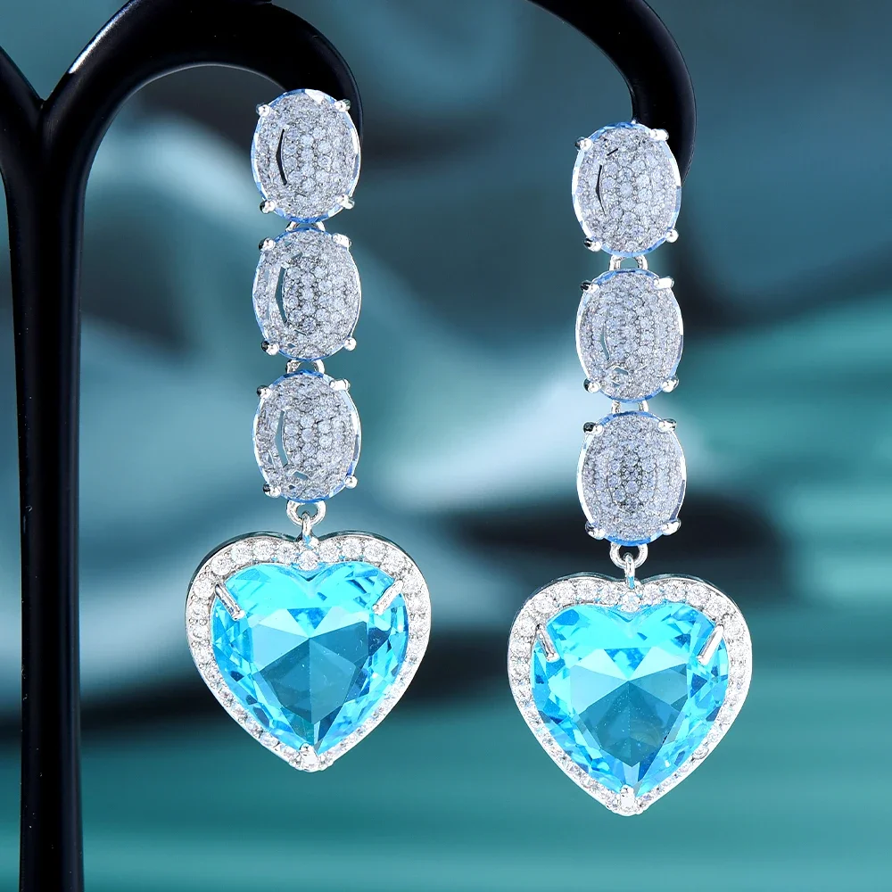 

Soramoore Romantic Shiny Heart Pendant Earrings For Women Wedding Party Gorgeous Dubai Earrings Trendy Jewelry High Quality