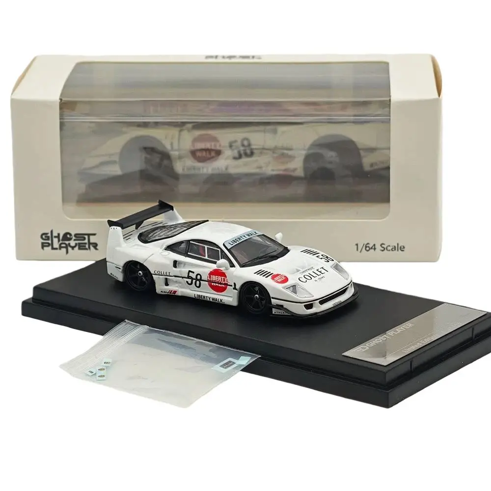 Ghost Player 1/64 for LBWK F40 #58 White Racing Sports Model Diecast Metal Car Collection Christmas Gift