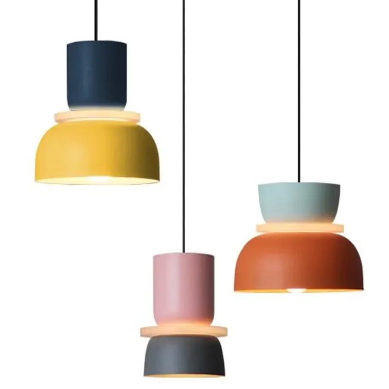 

Modern Pendant LED Nordic Hanging Lustre for Bedside Kitchen Study Bar Restaurant Lighting Macarons Decorative Lamp