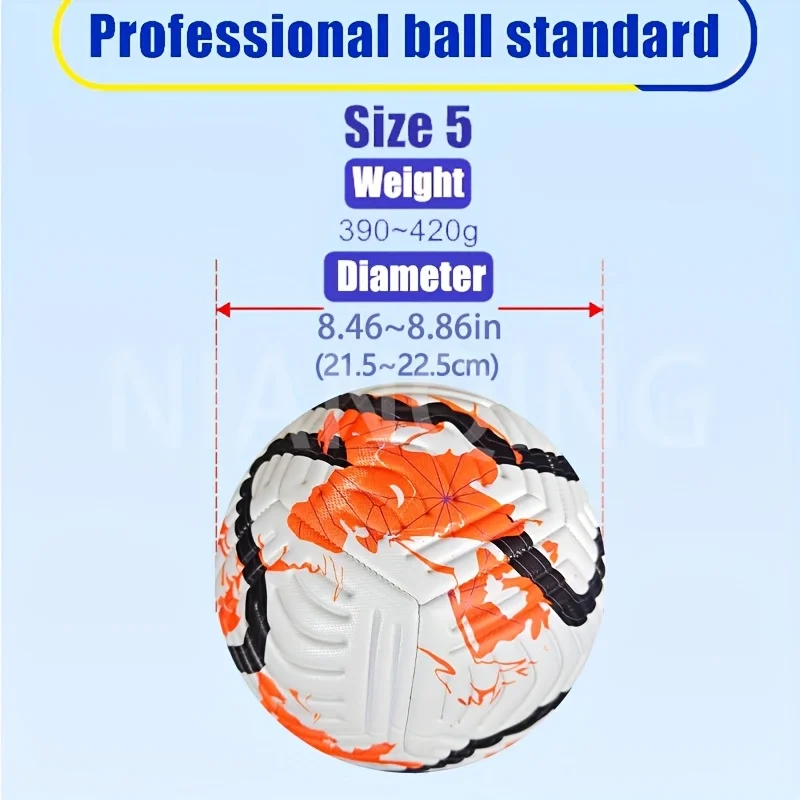 Size 5 PU Soccer Ball Professional Adult Training Football Wear‑resistant for Indoor Outdoor Grass Sports Game