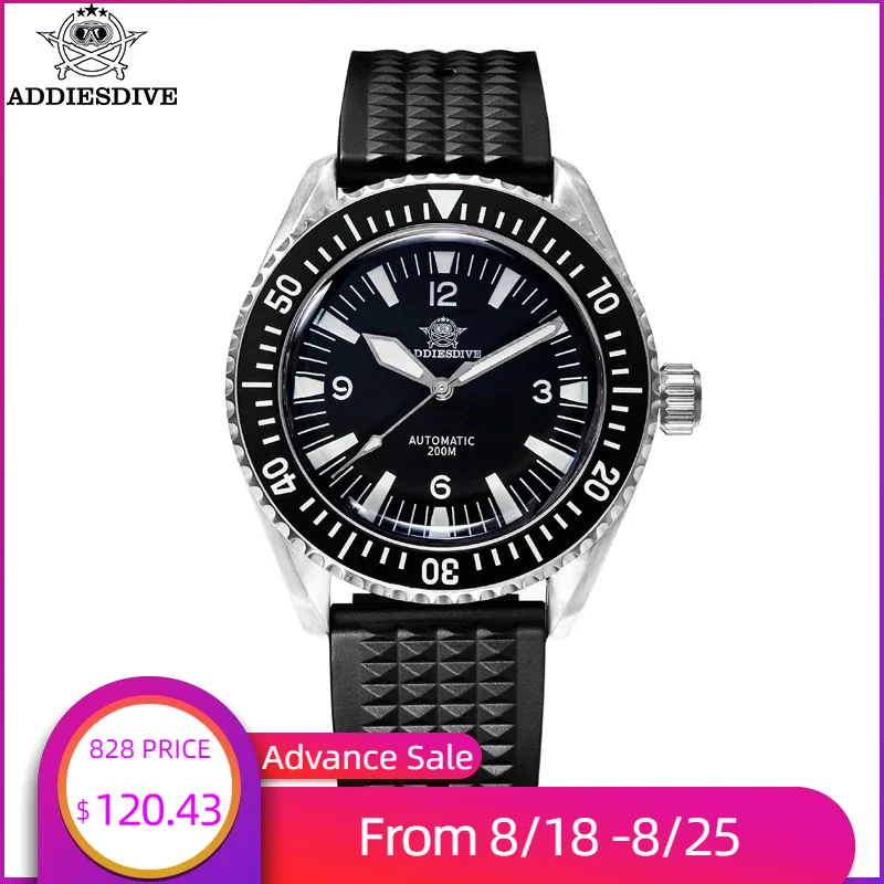 

ADDIESDIVE Luminous Automatic Watch Waterproof NH35 Mechanical Wristwatches Bubble Mirror Glass Steel Diver Watches Reloj Hombre