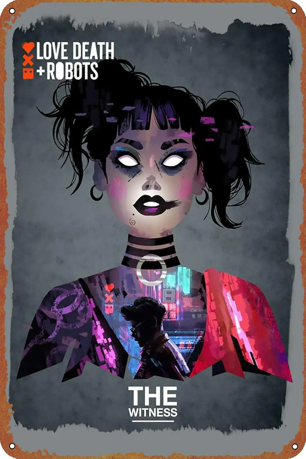 Love, Death ; Robots: The Witness Metal Tin Sign Garage Sign Wall Decoration Old Car Shop Movie Poster Oil Station Sign