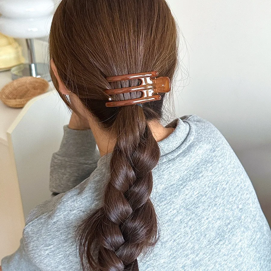 Triple Prong Hair Claw Clip Horizontal Back Head Clip Summer Updo Elegant Sturdy Metal Alloy