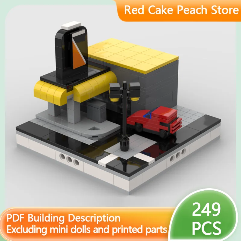 City Street View Model MOC Building Bricks Mini Gas Station Modular Technology Children Holiday Gifts Assemble Toys Suit