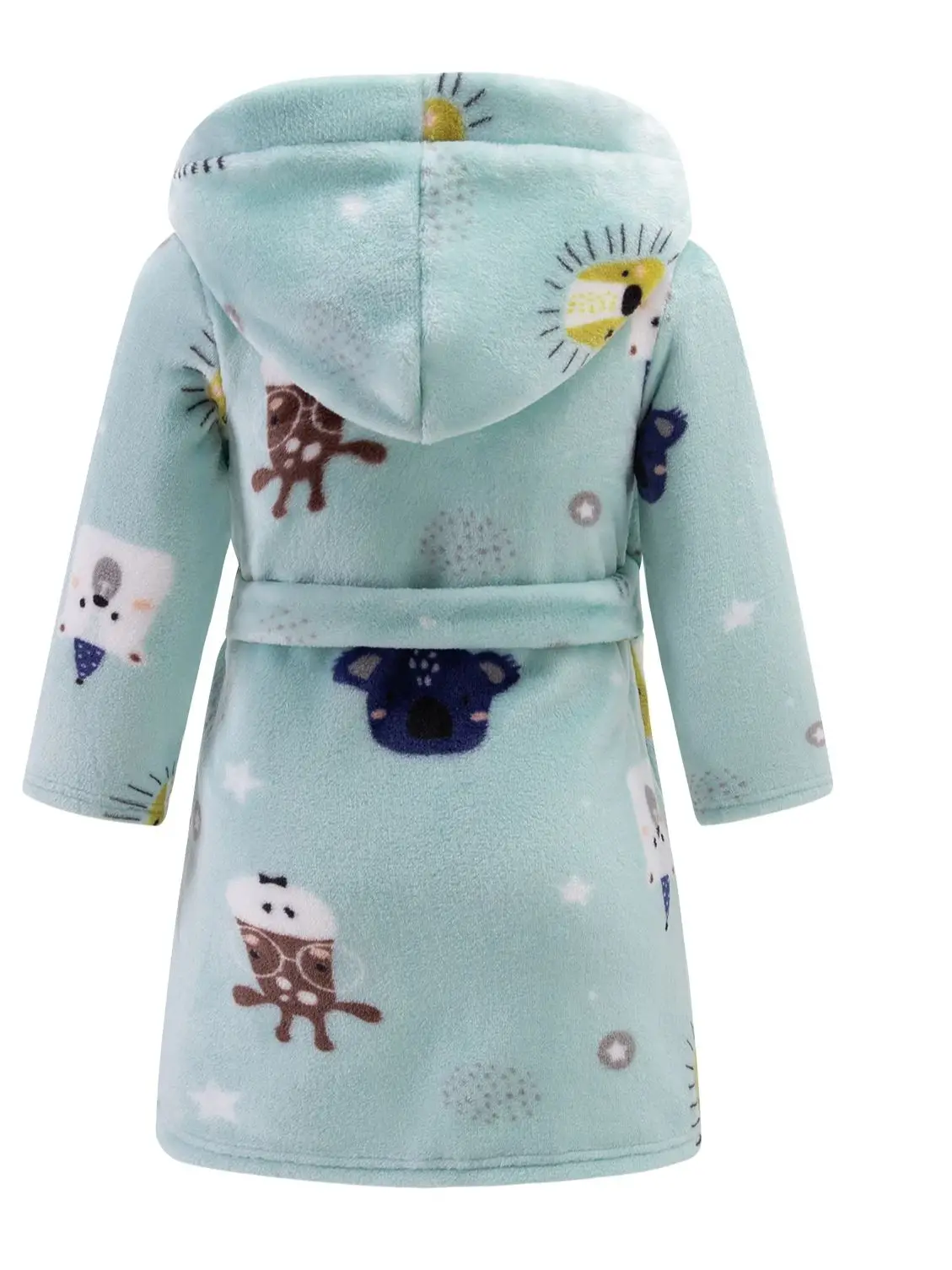 Winter Children\'s, Boys\' and Girls\' Bathrobes with Cute Printed Pattern Pajamas, Warm and Comfortable Flannel Bathrobes