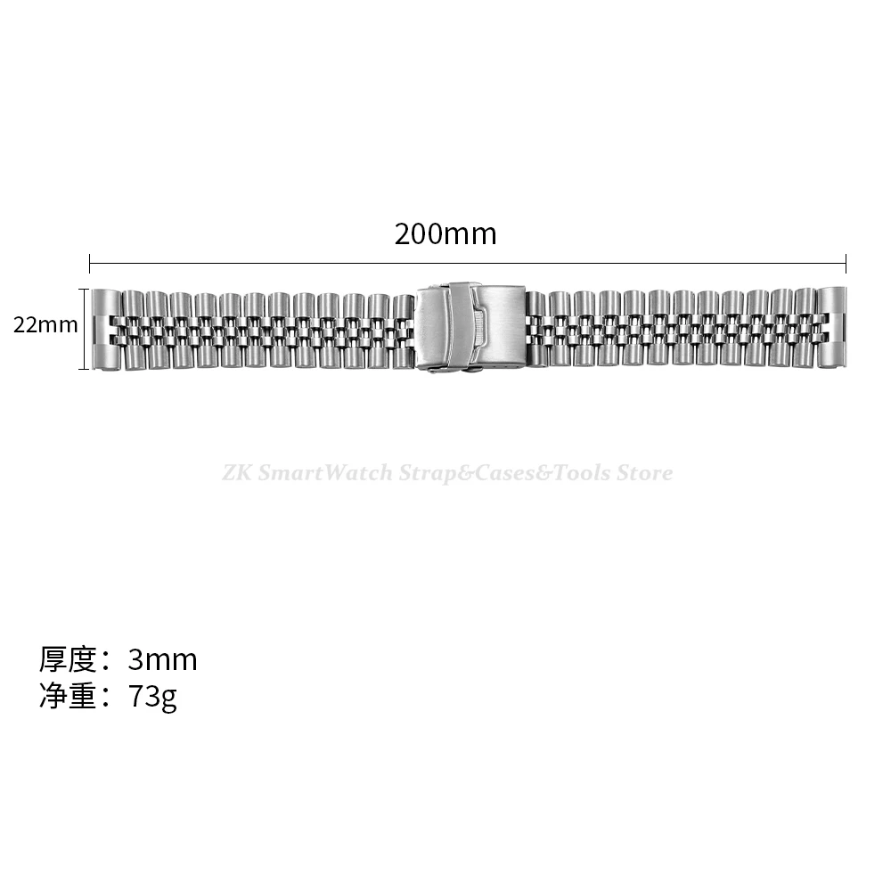Solid Stainless Steel Watch Bracelet for Jubilee for Seiko SKX007/009 Silver Metal Watch Band 18mm 20mm 22mm Folding Clasp Strap