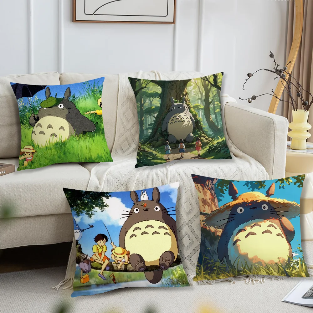 Cartoon T-TotoroS Cute  cushion cover Accessories Square Cushion Room Bedroom Headboard Sofa Living Backrest Car Nap Time