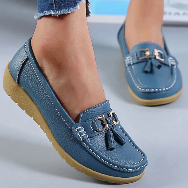 Women Shoes Nurse Loafers Shoes Classics Flats Zapatos Mujer Comfortable Flat Shoes Women White Casual Leather Women's Footwear