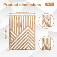 3Pcs Wood Wall Art Wall Sculpture Decor Openwork Wooden Wall Ornament Easy to Hang Timber Wall Artwork for Home Living Room 3