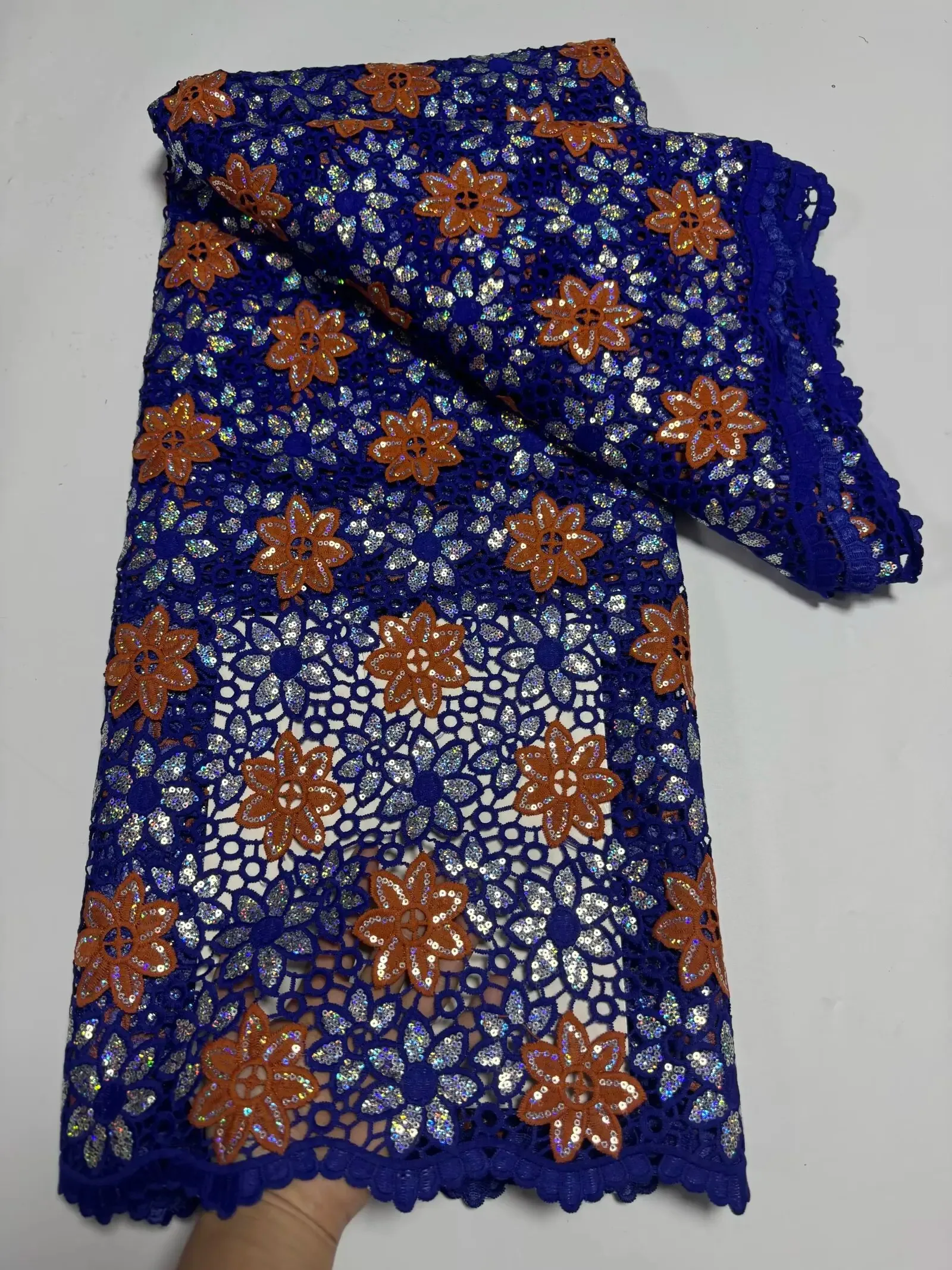 100%Cotton Nigerian Guipure Cord Lace Fabric 2025 High Quality African Water Souble Lace Fabric For Women Wedding Dresses SZ548