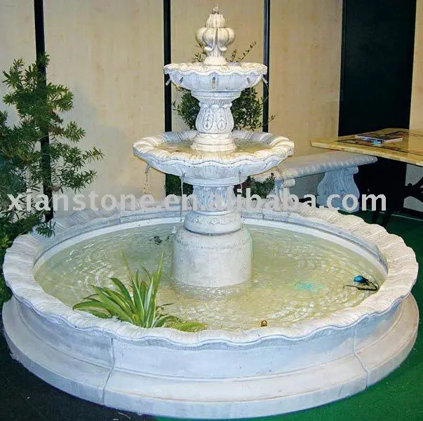 Modern Simple 3 Tiers White Handmade Polished Outdoor Garden Marble Water Fountain